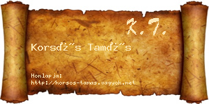 Korsós Tamás névjegykártya